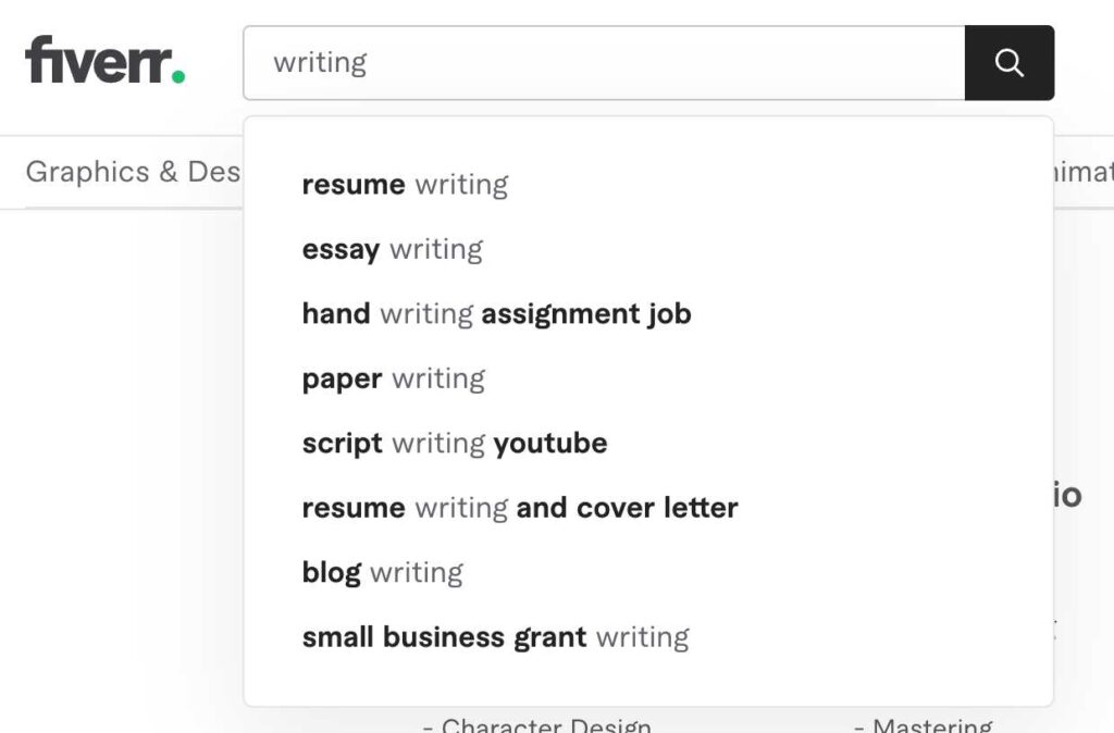 Fiverr Autocomplete